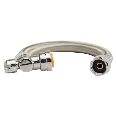 Quickfitting 1/2in Push-to-Connect Angle Valve x 7/8in Ballcock x 12in Length Toilet Connector Hose LF756AR